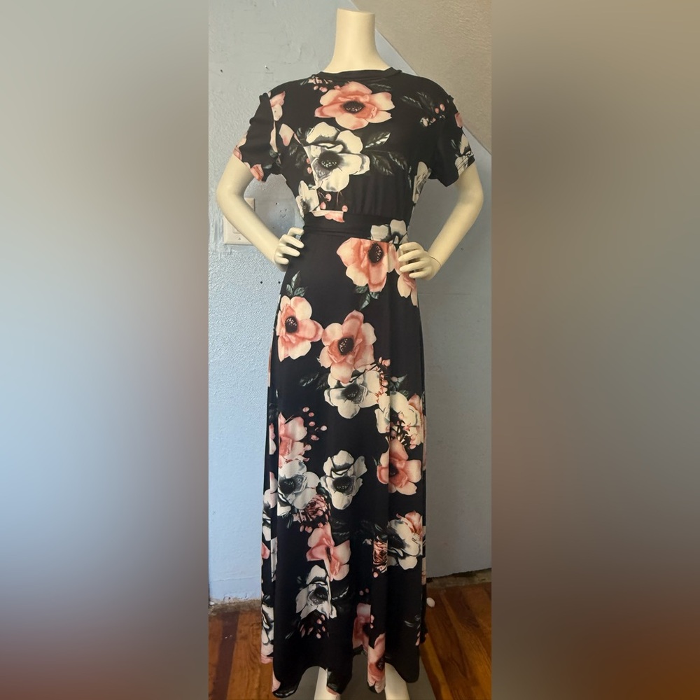 Black Maxi Skirt with Floral Print
